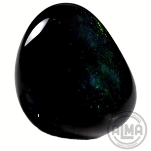 Ópalo negro con fondo blanco y logo